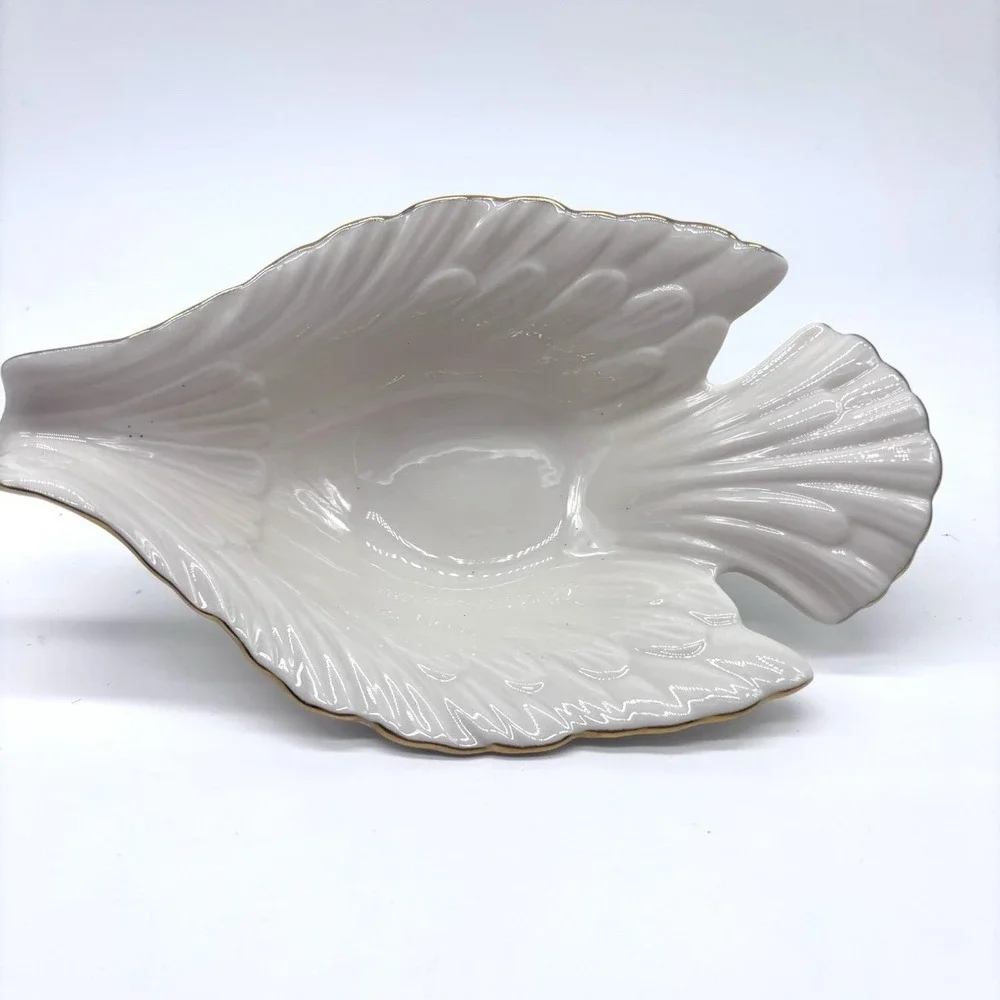 Vintage LENOX China Dove‎ Dish Ivory Bowl Creme 24k Gold Trim New
